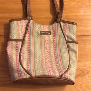 Longaberger Pastel Striped Tote Bag EUC